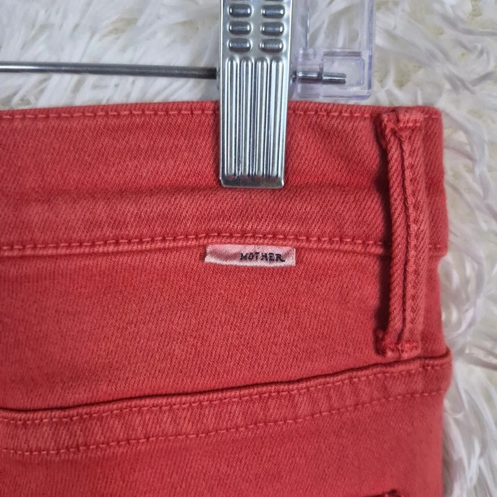 Mother The Insider Crop Step Fray Jeans Hot Rod Red 30 Womens Bootcut